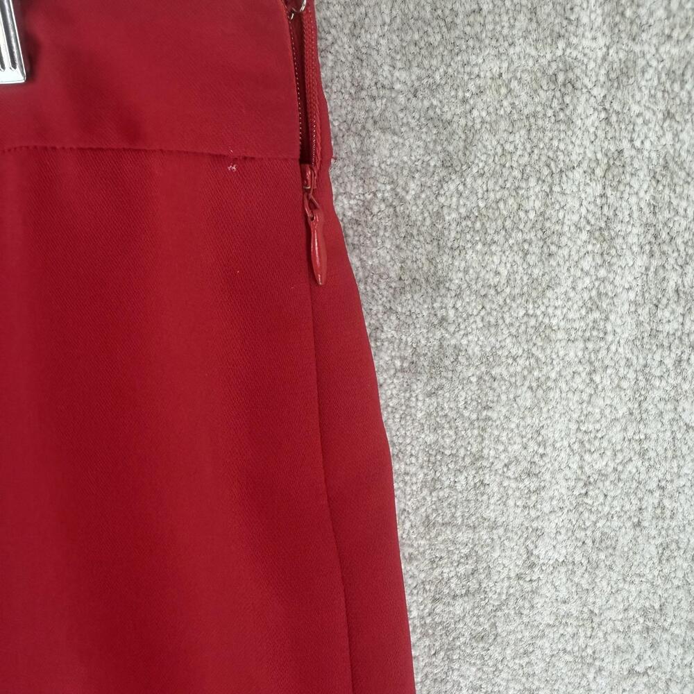 Liz Claiborne Skirt Womens 14 Red Trumpet Knee Length Ruffle Zip Microfiber - Picture 4 of 8